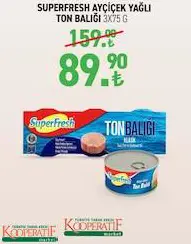 SUPERFRESH AYÇİÇEK YAĞLI TON BALIĞI 3X75 G SUPERFRESH AYÇİÇEK YAĞLI TON BALIĞI 3X75 G